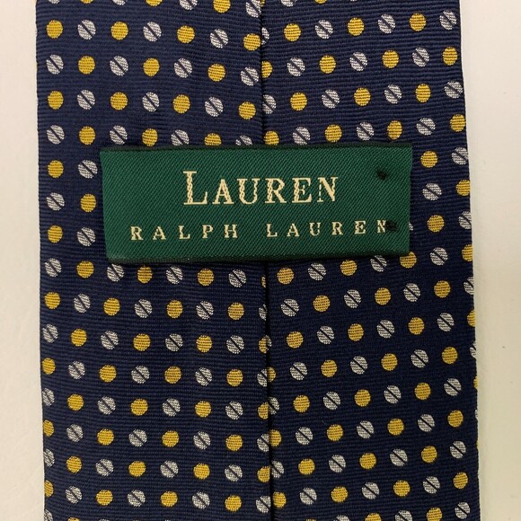Ralph Lauren Men’s Tie Necktie Blue Multi-color Polka Dots 100% Silk - Picture 3 of 5